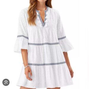 Tommy Bahama White Jacquard Tiered Swim Cover-up | XL